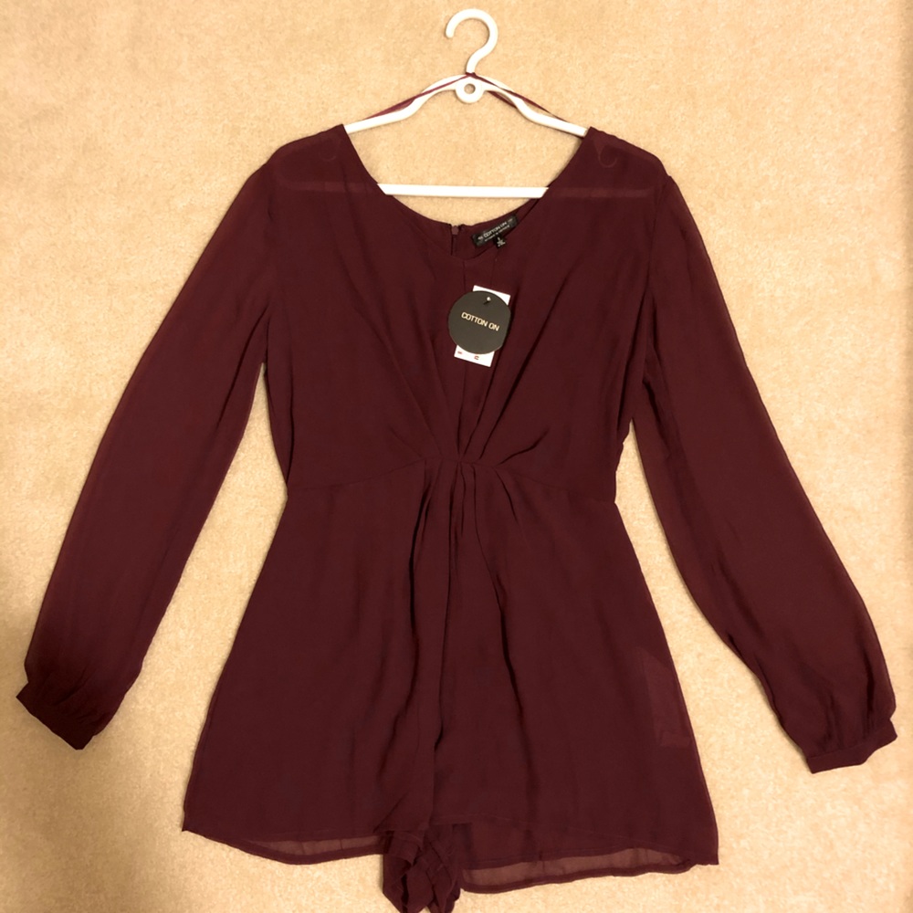 💜Cotton On Chiffon Long Sleeved Layered Playsuit